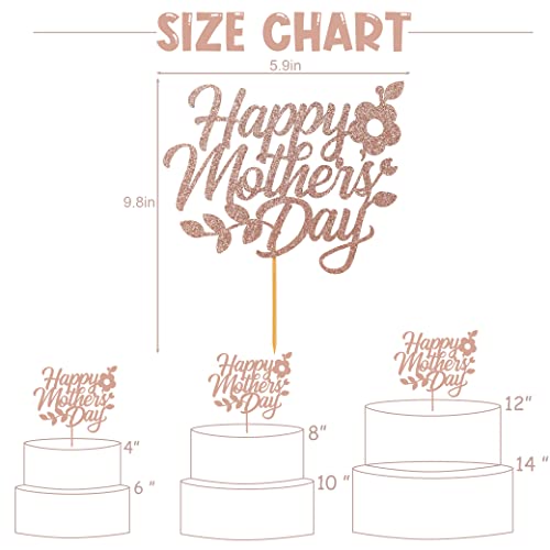 Rose Gold Happy Mother's Day Cake Topper - Mother's Day Cake Topper，Happy Mother's Day Decorations, Best Mom Party Decorations，Mom Cake Topper #TOP1