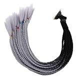 Hugwits Helmet Pigtail Decoration, 23.6' Gradient Ponytail Thin Braids Helmet Decor with Suction Cup, Fun Pigtail Decorative Accessory, Universal for Motorcycle Bike Ski Snowboard Helmets (Gray)