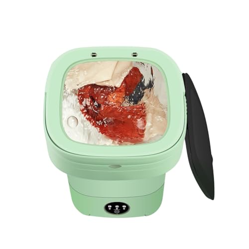 POPPYLANE Portable Washing Machine, 11L Foldable Washer & Spin Dryer with Laundry Bag & Drying Net & Microfiber Cloths, Laundry Machine with 3 Cleaning Modes for Baby Clothes and Underwear (Green) - Image 6