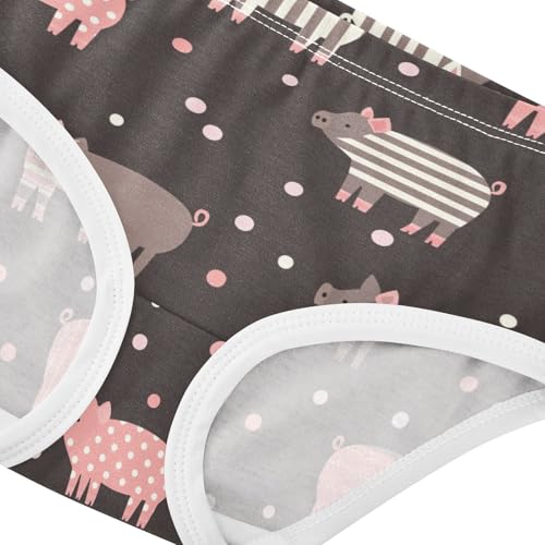Wusikd Striped Pig Girls' Underwear Cotton Pink Brown Girls Briefs Soft Toddler Underwear 2T4