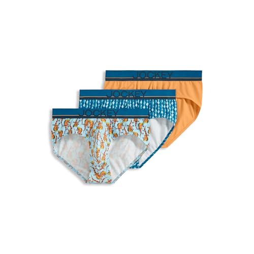Jockey Men's Underwear True Style Brief - 3 Pack, Iguanas/Colorado Dawn/Diamond Strands, M