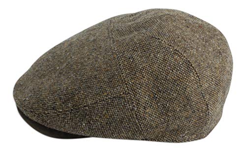 Gamble & Gunn ‘Goodwood’ Unisex Flat Cap. 100% Donegal Tweed Wool Hat, Designed for Tailored Easy Fit. Easy Care, Fully Lined, Fashionable Mens and Womens Caps. Brown, L