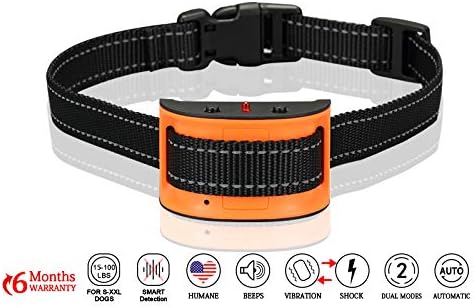 Bark Collar Stop Dog Barking - Humane and Harmless Anti Bark Dog Training Collar - Smart Barking Detection Collar - Control Dog Bark for Small, Medium, Large Dog (Orange2)