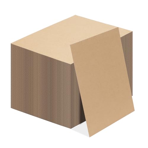 Calenzana 8.5x11 Corrugated Cardboard Sheets Set of 100, Flat Card Boards Inserts for Crafts, Packing, Shipping, Moving, Mailing
