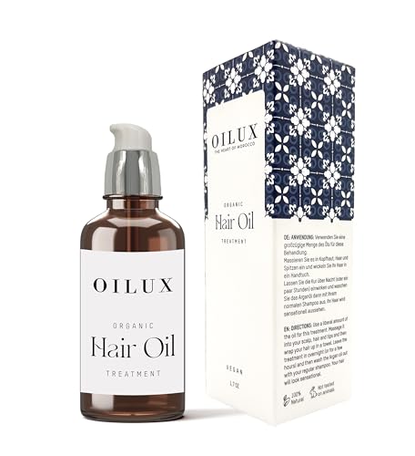 OILUX Haaröl Bio Belebendes Haar-Tonikum kräftiges Haar & gesunde Kopfhaut - Naturkosmetik Haar-Öl gegen Haarausfall, Haarwachstum, Pflege für Haare - Vegan & Cruelty Free Kosmetik für Frauen & Männer
