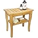 SMIBUY Panca doccia in bambù, sgabello organizer per vasca idromassaggio in legno a 2 livelli, sedia da bagno angolare e sedile con ripiano per interni ed esterni (naturale)
