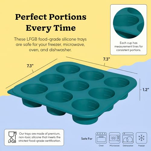 Image of Anyday 2-Tbsp Silicone Freezer Tray with Silicone Lid for Baby Food, Sauces, Garlic, Herbs | Plastic-Free Freezer Molds | 1 Oz Baby Food Puree Ice Cube Tray Reusable