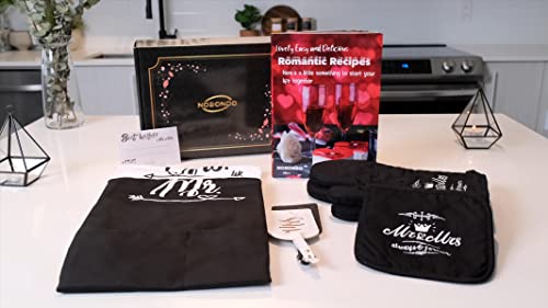 Nobondo Mr And Mrs Matching Aprons For Happy Couples, Memorable Gift Set, Marriage Anniversary Engagement Gift Bundle For Her, Wedding And Bridal Shower Gift With Bowknot For Bride And Groom #TOP6