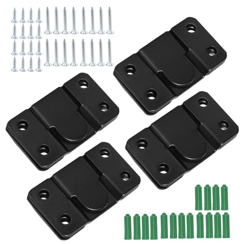 Image of 8 Pcs Interlocking Flush Mount Bracket, Stainless Steel Hanging Buckle Z Clip Hanging Bracket Wall Mounting Brackets Picture Hanger Buckle(Black)
