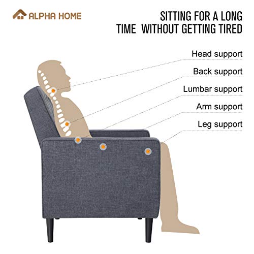Sillón reclinable tapizado gris ajustable miniatura 6