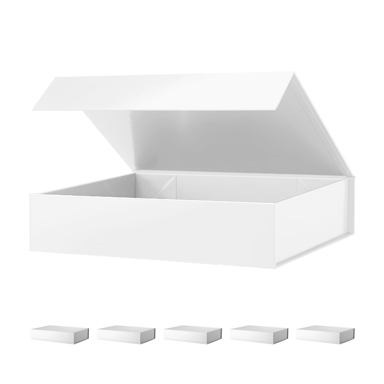 PACKHOME Mothers Day 6 Gift Boxes 11.5x8x2.5 Inches, Sturdy Shirt Boxes with Magnetic Lids for Multiple Occasions (Glossy White)