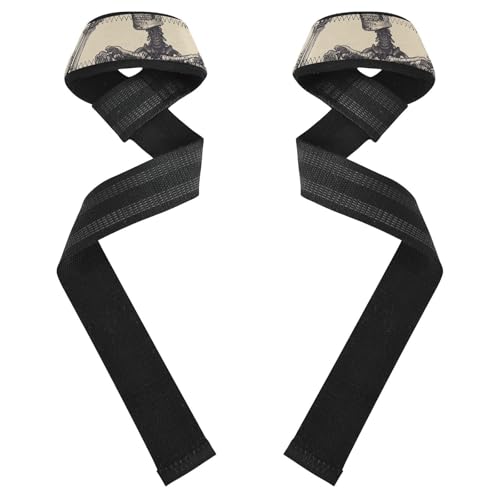 Nander Funny Skull Wrist Straps for Weightlifting,Lifting Straps with Neoprene Cushioned Wrist Padded and Anti-Skid Silicone for Strength Training,Bodybuilding,Deadlifting