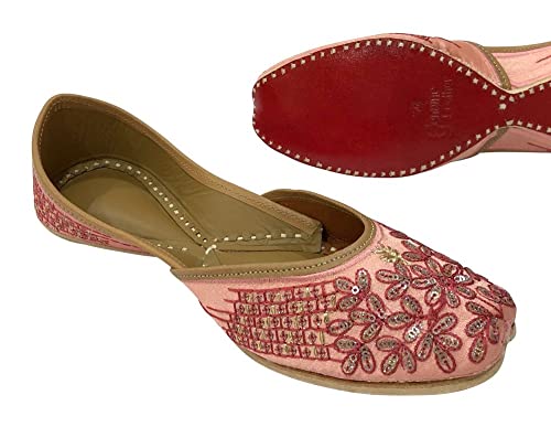 Women's Punjabi Jutti Handmade Ethnic Shoes Traditional Stylish Mojari Khussa Jooti Pink4