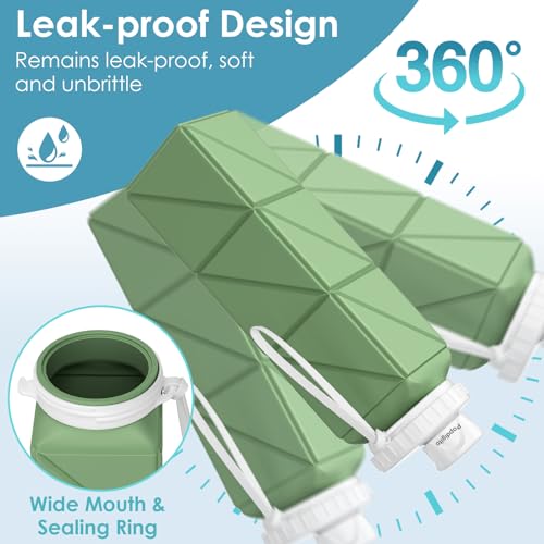 Collapsible-Water-bottle-with-Leakproof-Lid-Food-Grade-BPA-Free-Silicone-Travel-Bottles--Foldable-Water-Bottles-610ml-for-Travel-GymHiking-SportsCampingBiking-2011oz-Portable-Reusable