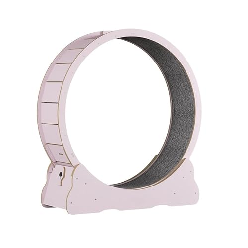 猫の車輪 キャットホイール 小/中/大型猫 ルームランナー 回し車 猫爪とぎ ロック装置内蔵 TPE静音低ノイズローラー 環境に優しい素材 飼い猫の運動不足を改善 低騒音 組み立て簡単 室内 (小型犬に適しています) (ピンク-高繊維,S(3.5kg以内)