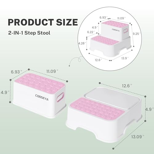 image for COOSEYA 2 Step Stools for Kids,Toddler Step Stool for Bathroom Sink,No