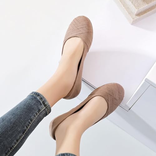 Image of Ataiwee Women's Wide Width Flats Shoes - Casual Comfortable Round Toe Plus Size Ballet Shoes.