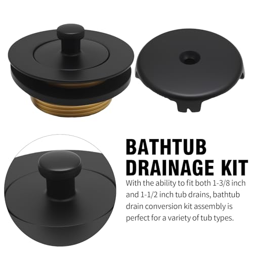 laffoonparts Matte Black Bathtub Drain Kit, Universal All Metal Lift & Turn Drain Assembly with Single Hole Overflow Faceplate, Fine/Coarse Thread Conversion Twist Trim Kit by laffoonparts - Used condition - Image 5