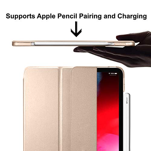 Image of DuraSafe Cases iPad PRO 11 Inch 1st [ PRO 11 2018 1 Gen ] A1980 A1934 A2013 A1979 MTXN2HN /A MTXP2HN /A MTXR2HN /A Trifold Hard Smart PC Translucent Back Cover - Gold