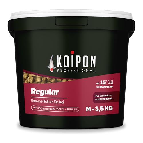KOIPON Regular 3,5 kg Koifutter Sommer, schwimmend, 1% Spirulina, Teichfutter 6 mm Pellets, Koifutter als Goldfischfutter geeignet