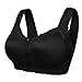 Produktbild TTWOMEN Spitzen BH, Anti-Durchhängen Lace Bra Push Up Ohne Bügel Wireless Massage Pad Stimuliere Brustakupunkturpunkte Front Zip U-Art Entwurf (Schwarz, XXX-Large)