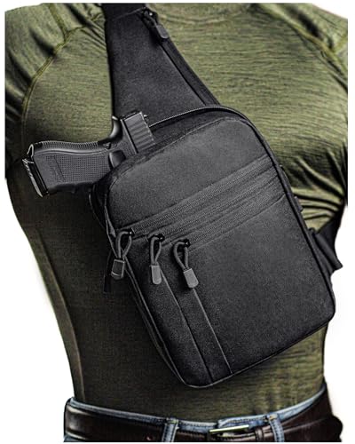 LINKA Tactical Sling Bag for Men - CCW Sling with Secure Chest Holster - Durable EDC Shoulder Bag for Everyday Use