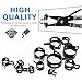 Tnisesm 121Pcs 7-22mm Spring Hose Clamp Assortment kits with Swivel Flat Band Fuel Hose Clamp Plier, Silicone Vacuum Hose Action Pipe Clamp Low Pressure Air Clip Clamp hoses clamps sleeving(Black)