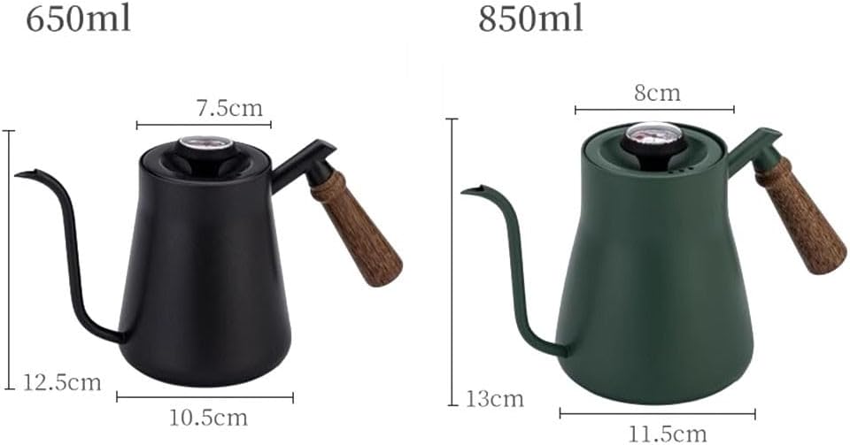 Gooseneck Kettle with Thermometer, 650-850ML for Stainless Steel Pour Over Coffee Pot, Narrow Spout for Precise Brewing, Drip Coffee Maker for Home Cafe