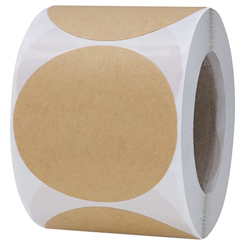 Hybsk 2" Round Brown Kraft Paper Stickers Packaging Sealing Total 300 Labels Per Roll (Kraft Paper) #TOP18