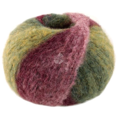 LANA GROSSA Gigante | Handstrickgarn aus 70% Alpaka (Fein) & 30% Polyamid | 100g Wolle zum Stricken & Häkeln | 300m Garn | Altrosa/Brombeer/Hell-/Dunkeloliv - 10