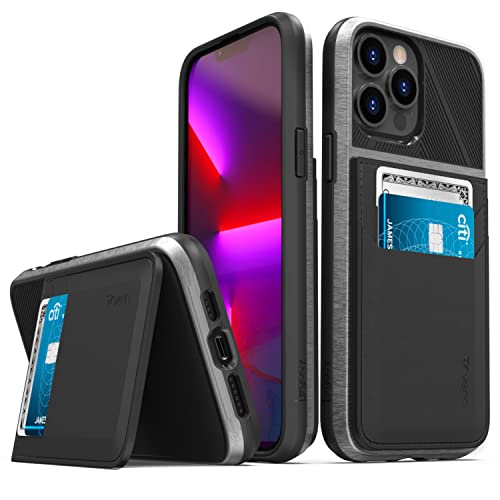 VENA Legacy Card Holder Wallet Case Compatible with Apple iPhone 13 Pro Max (6.7"-inch), (Magsafe Compatible, RFID Anti-Theft) Slim Profile Card Slot Cover with Kickstand - Space Gray
