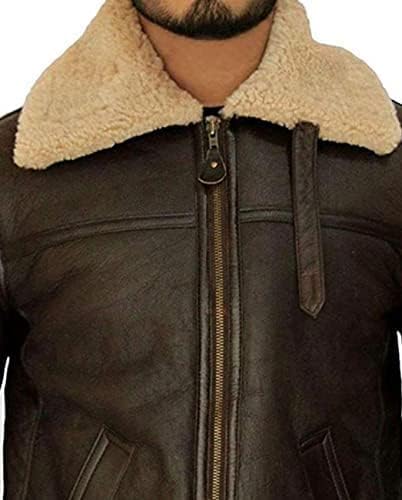 B3 Leather Bomber Jackets For Men Ginger Jacket - Bomber Shearling Sheepskin Leather Winter Jacket Brown