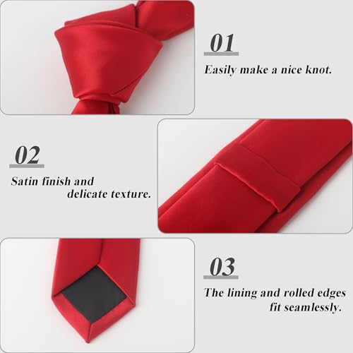 Image of Landisun Black Tie Men Women Solid Skinny Ties Slim Ties Satin Tie