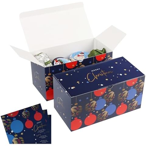 3D Christmas Tree Decoration Gift Box,12 Pack 9x4.5x4.5 Inches Santa Elf Snowman Elk Xmas Cardboard Present Candy Cookie Boxes, Christmas Gift Boxes with Lids (With 12 Greeting Cards) Cover