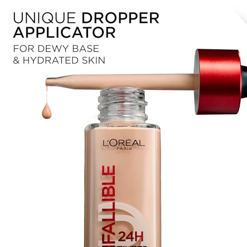 Image of L'Oreal Paris Infallible 24H Tinted Serum Foundation, 7-8 Tan Deep | 24H Wear Lightweight Serum Foundation, 1% Pure Hyaluronic Acid, Radiant Skin-Like Coverage, Plumper & Hydrated Skin