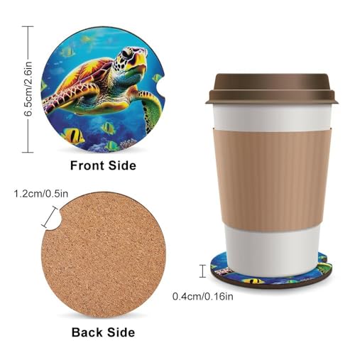 4PCS Posavasos para Auto Tortuga Marina Universal 6.5 cm miniatura 2