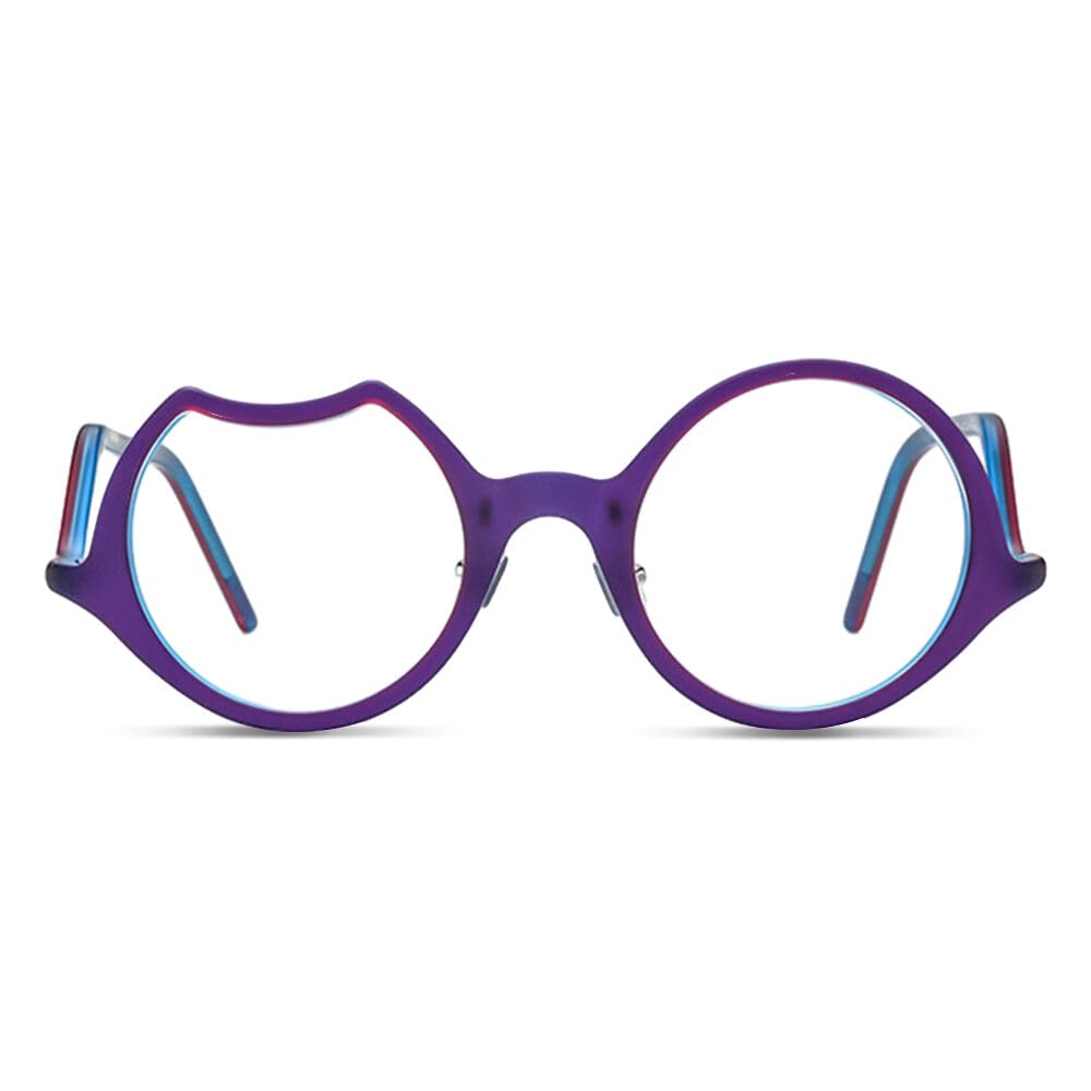 Quadrat Runden Lesebrille Acetat, Asymmetrischer Rahmen, Lesebrillen Blaulichtfilter Sicht Männer Frauen, Lesehilfe für Herren & Damen