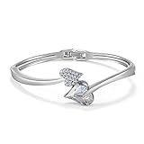 JOUDOO Crystal Heart Shape Bracelet Diamond Gold Plated Bangle Platinum Woman Hand Chain (platinum)