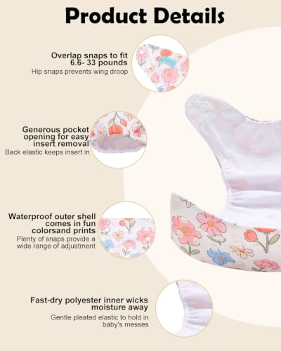 Image of ALVABABY Baby Cloth Diapers 6 Pack with 12 Inserts Cloth Diaper Covers Adjustable Washable Reusable for Baby Girls and Boys 6DM141A