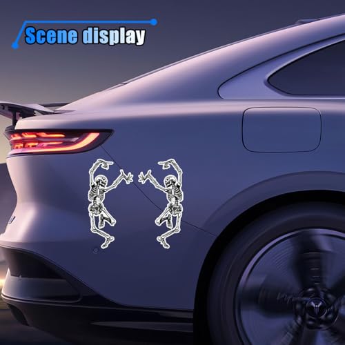 Image of Skeleton Bumper Sticker Decal, 6.0 inch Trippy Grateful Steal Your Face Rock Band Dancing Halloween Skull Car Decal for Car, Window, Refrigerator, Mirror, Laptop, Truck (3PCS)