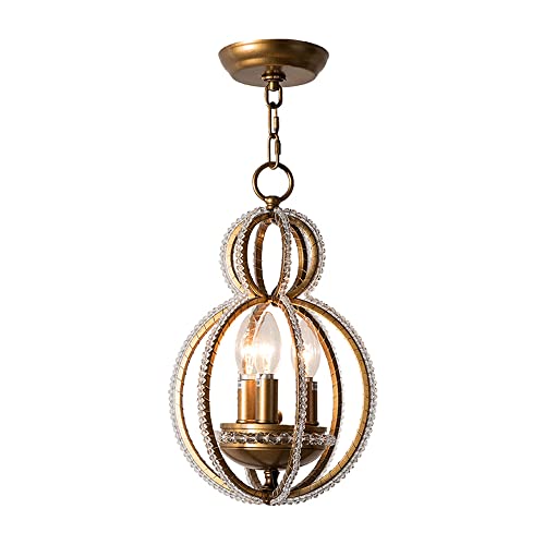 Lustre en cristal E14 pour salon rustique et salle à manger chaleureuse