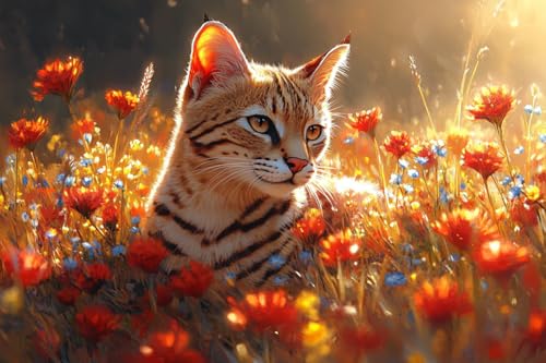 KY-lunk Paint by Number for Adults, Savannah Cat Prowling Through