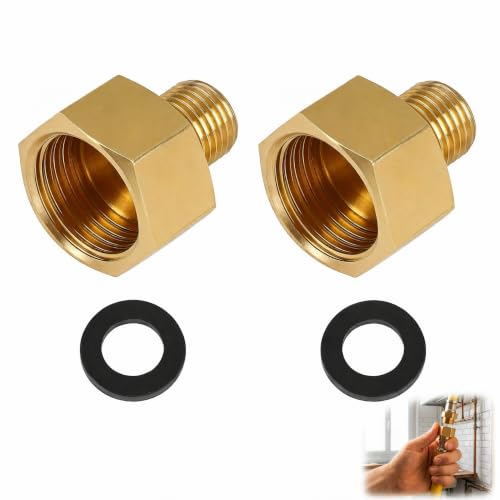 Lot de 2 Raccord Gaz Allemand Français, Adaptateur Gaz G 1/2" Femelle Droite vers G 1/4" Mâle Gauche, Bekecidi Raccord Laiton pour Tuyau Gaz, Caravane, Camping, Barbecue, Cuisine Mobile
