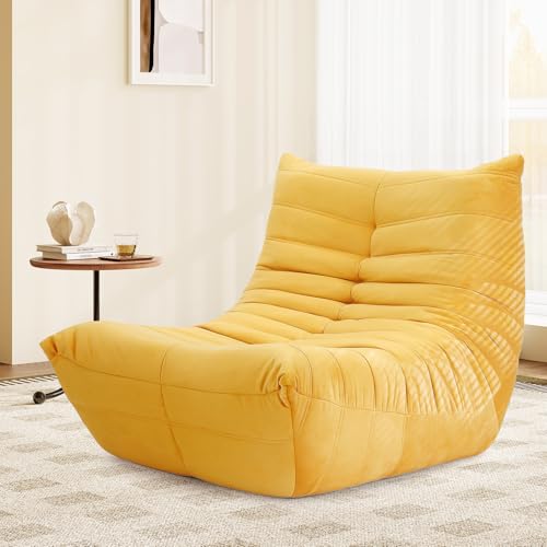 Vesgantti Canapé Lounge Paresseux Confortable en Daim synthétique avec Rembourrage en Mousse Haute densité - Canapé Flexible pour Salon et Chambre à Coucher - Jaune