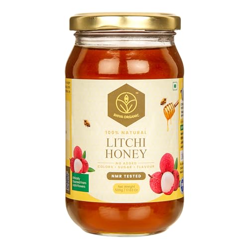 Image of Shiva Organic Raw Litchi Honey 500g | 100% Pure NMR Tested | Raw and Unprocessed