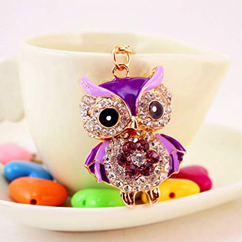 Grtdrm Cute Owl Shape Crystal Rhinestone Sparkling Keychain Bag Pendant Handbag Charm For Women Girls(Purple) #TOP3