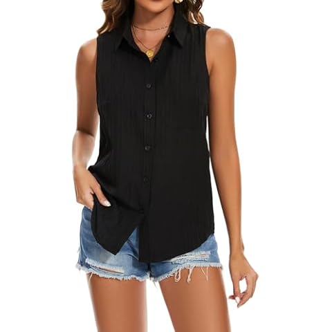 MINTLIMIT Black Chiffon Sleeveless Blouse Cover