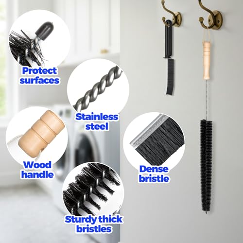 Holikme Dryer Vent Cleaner Kit - Household Cleaning Supplies, Dryer Lint Brush, Refrigerator Long Coil Brush, Flexible Lint Remover, Removing Dust and Pet Hair