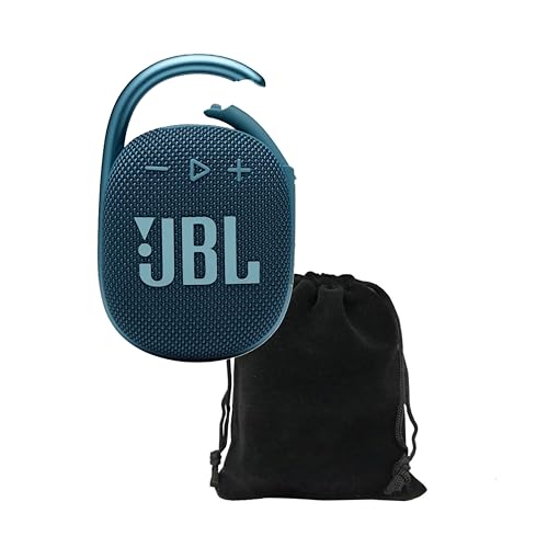 JBL Clip 4 Portable Bluetooth Speaker Bundle with Deluxe CCI Protective Carrying Pouch and Microfiber Cloth (Blue)