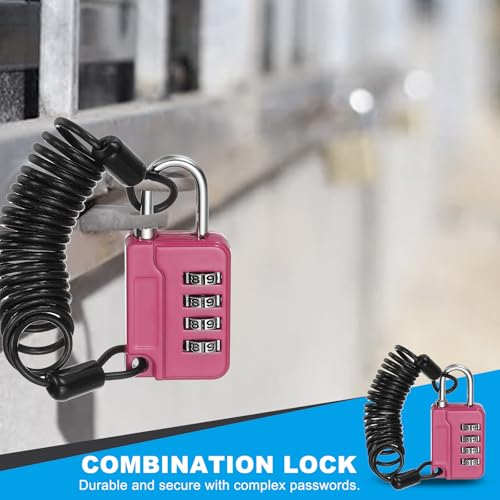 Image of MECCANIXITY Combination Lock, 4 Digit Padlock Combination Outdoor Waterproof Locker Lock with Steel Cable for Gym Luggage Home Sports Hasp Storage, Peach Pack of 2